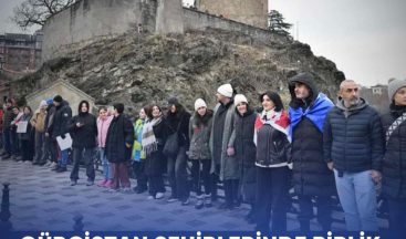 Gürcistan şehirlerinde insan zinciri oluşturuldu