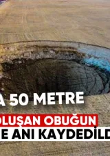 Konya’da 50 Metre Çapında Oluşan Obruğun Genişleme Anı Kaydedildi