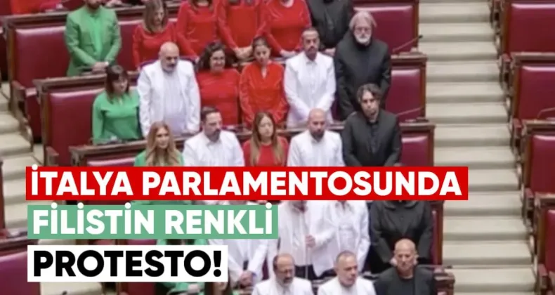 İtalya Parlamentosu’nda Filistin Renkli Protesto