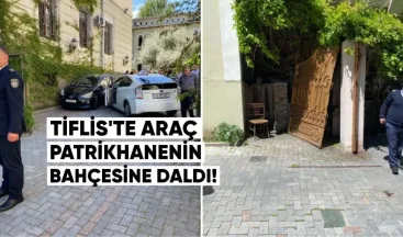 Bir araba Tiflis’teki Patrikhanenin bahçesine çarptı
