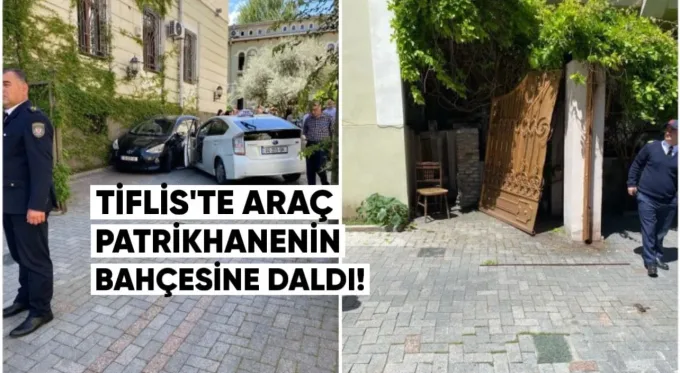 Bir araba Tiflis’teki Patrikhanenin bahçesine çarptı
