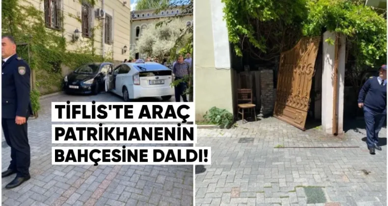 Bir araba Tiflis’teki Patrikhanenin bahçesine çarptı